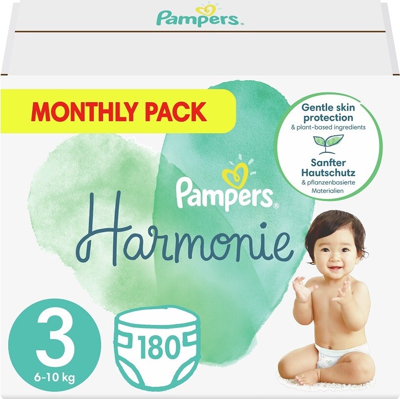 Pampers Harmonie 3 Plenky 6-10 kg měsíční balení 180 ks