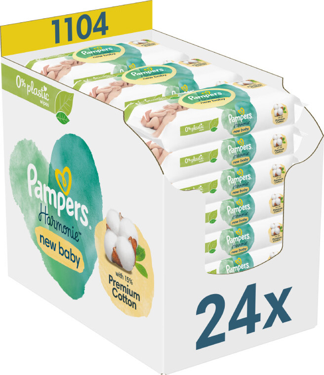 Pampers Harmonie New baby vlhčené ubrousky Plastic Free 24x46 ks