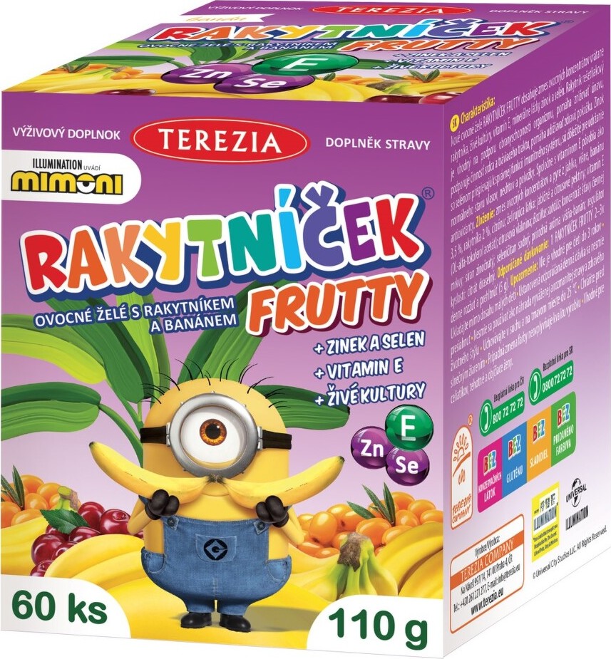 RAKYTNÍČEK Frutty želatinky +Zn+Se+Vitamín E MIMONI 60ks