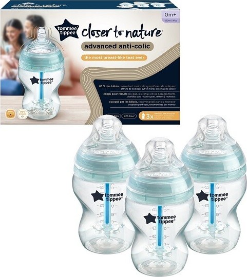 Tommee Tippee Kojenecká lahev Pomalý průtok 260ml 0m+ 3ks