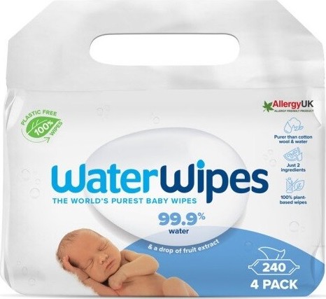 WaterWipes Dětské vlhčené ubrousky 100% bioodbouratelné 4x60ks