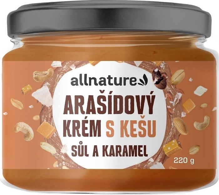 Allnature Arašídový krém s kešu solí a karamelem 220g