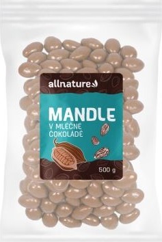 Allnature Mandle v mléčné čokoládě 500g