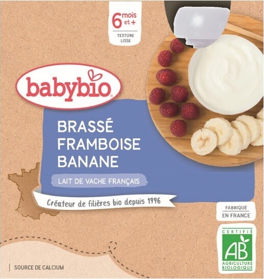 BABYBIO kravské mléko-malina-banán 6m+ 4x85g