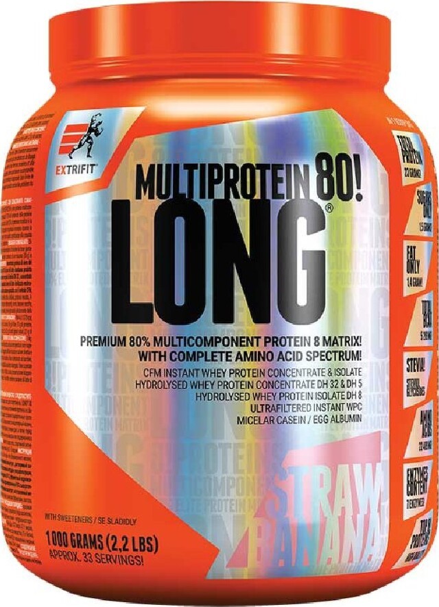 Extrifit Long 80 Multiprotein 1000g jahody - banán