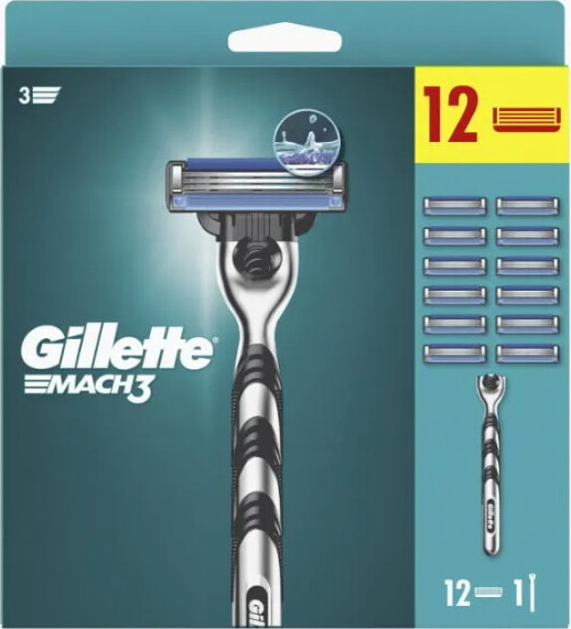 Gillette Mach3 holící strojek + 12 náhradních hlavic