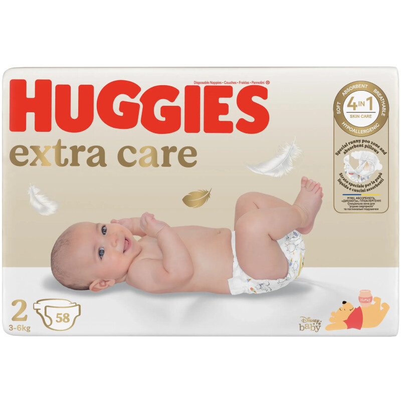 HUGGIES extra care 2 3-6kg 58ks