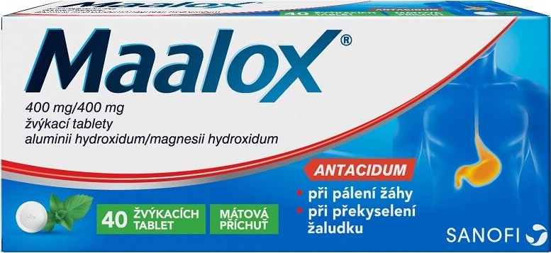 MAALOX 400MG/400MG TBL MND 40