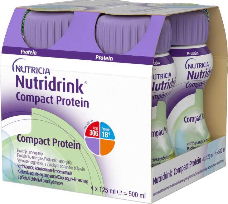 NUTRIDRINK COMPACT PROTEIN S PŘÍCHUTÍ CHLADIVÉ OKURKY/LIMETKY POR SOL 4X125ML