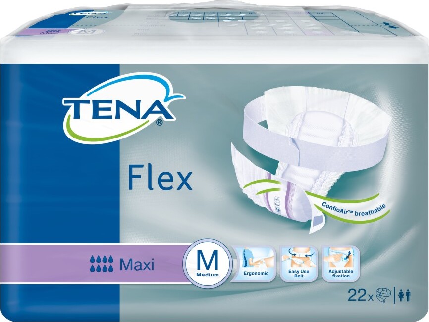 TENA Flex Maxi Medium - Inkontinenční kalhotky s páskem na suchý zip (22ks)