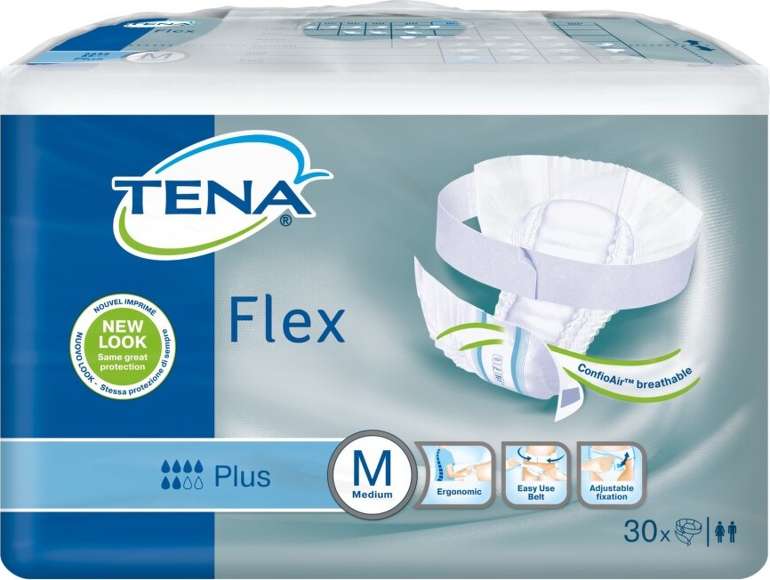 TENA Flex Plus Medium - Inkontinenční kalhotky s páskem na suchý zip (30ks)