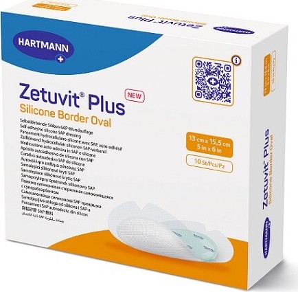 ZETUVIT PLUS SILICONE BORDER OVAL 13X15