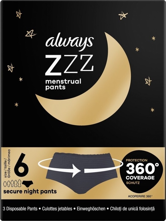 Always ZZZs Night 6 menstruační kalhotky 3ks