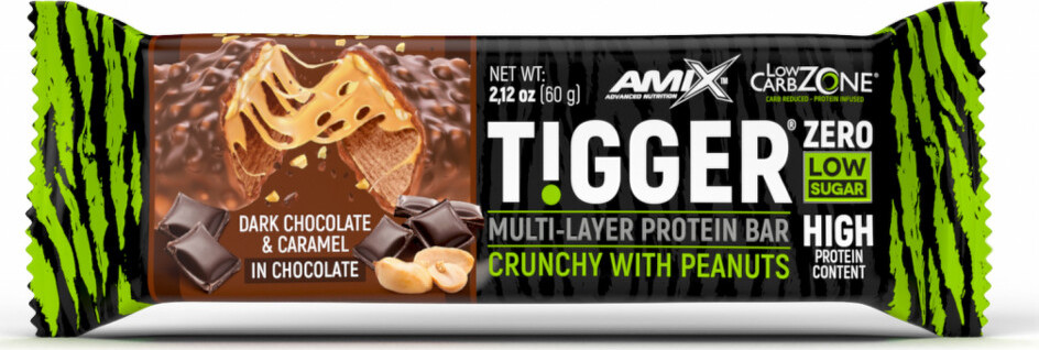 Amix Tigger Zero Protein Bar 60 g dark chocolate caramel