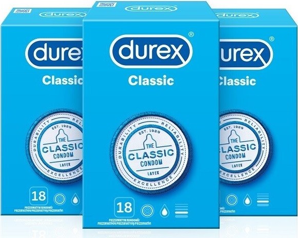 DUREX Classic prezervativ 3x18ks (2+1)