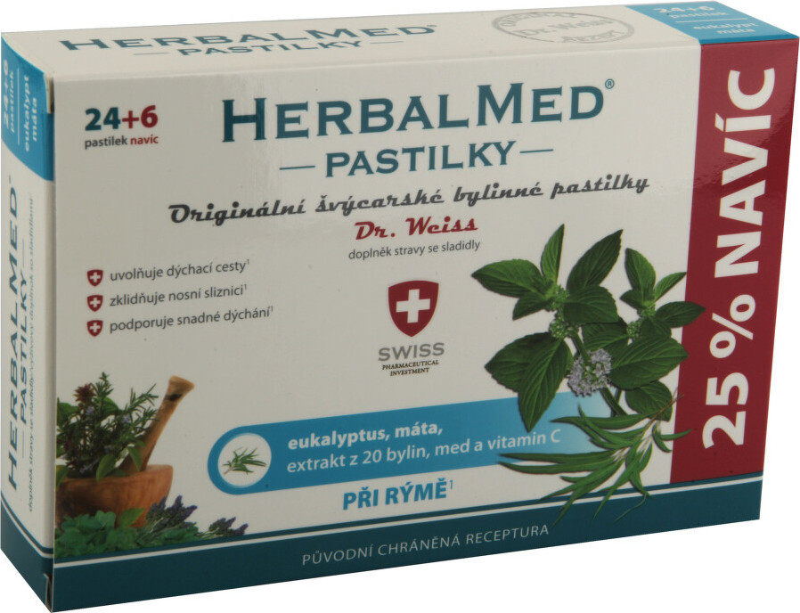 HerbalMed past. Dr.Weiss Eukalypt+máta+vit.C 24+6