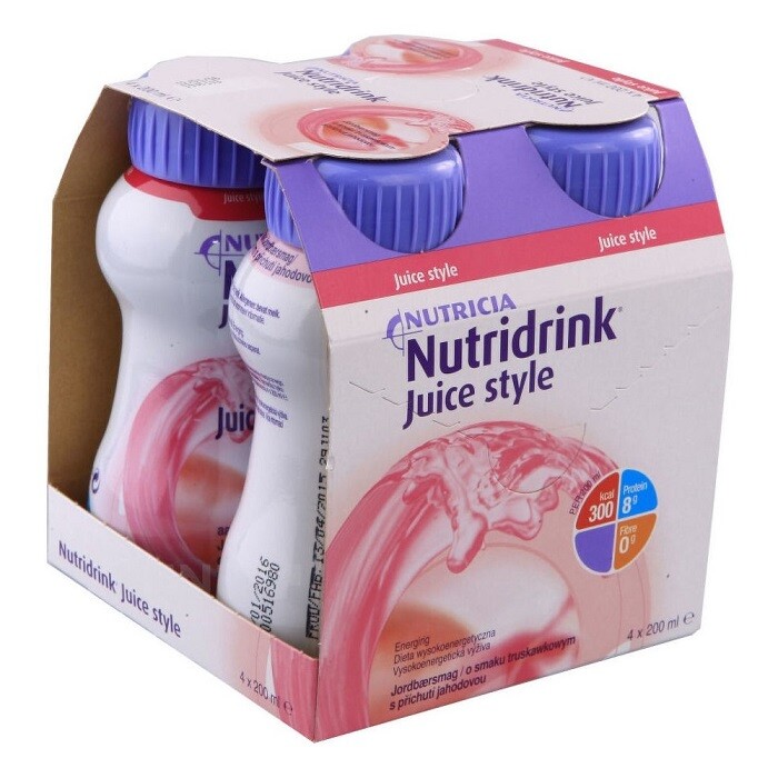 NUTRIDRINK JUICE STYLE S PŘÍCHUTÍ JAHODOVOU POR SOL 4X200ML