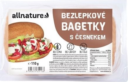 Allnature Bezlepkové bagetky s česnekem 110g