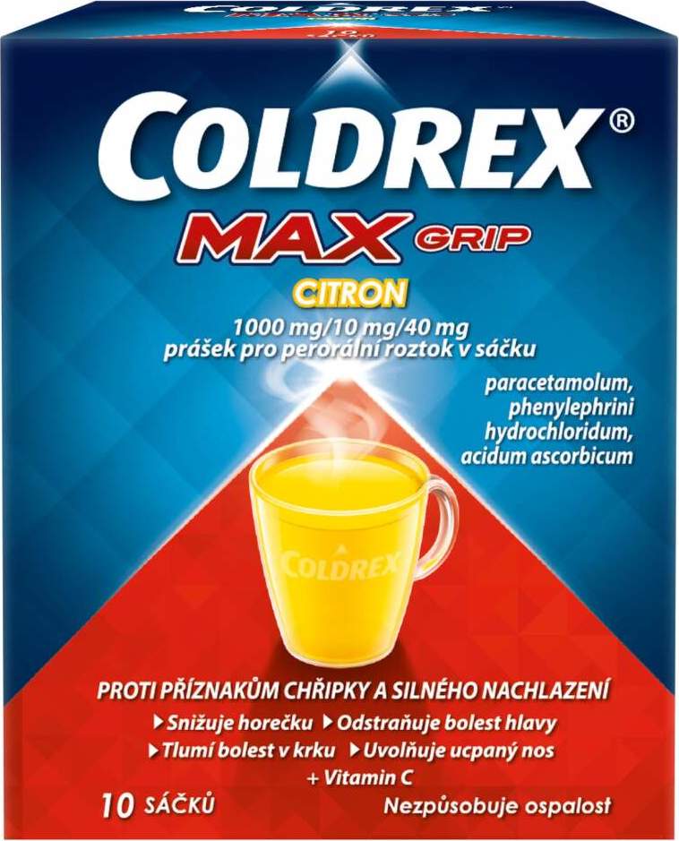 COLDREX MAXGRIP CITRON 1000MG/10MG/40MG POR PLV SOL SCC 14 II