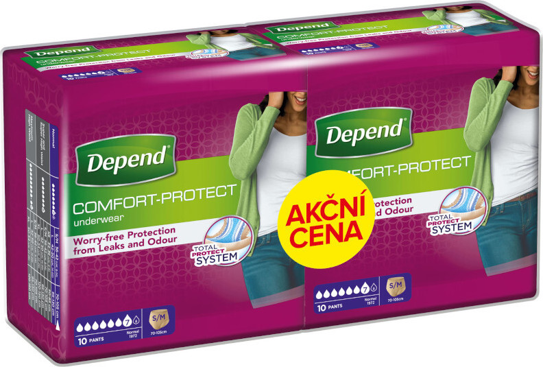 Depend Normal inkontinenční kalhotky ženy Duopack S/M 2x10ks