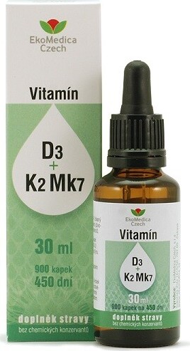 EkoMedica Vitamín D3 + K2Mk7 v kapkách 30 ml