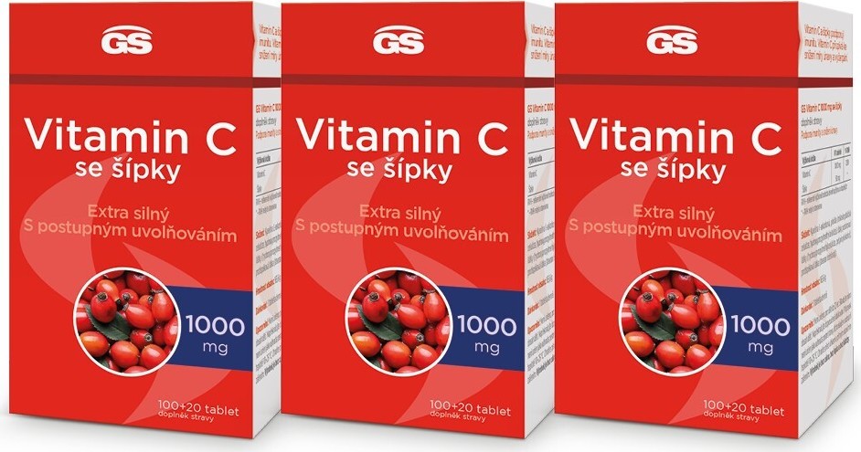 GS Vitamin C1000 se šípky tbl.100+20 - balení 3 ks