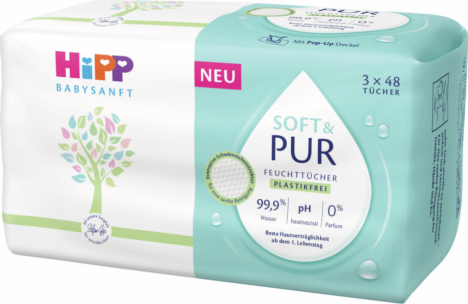 HiPP BABYSANFT Soft&Pur vlhčené ubrousky 3x48ks