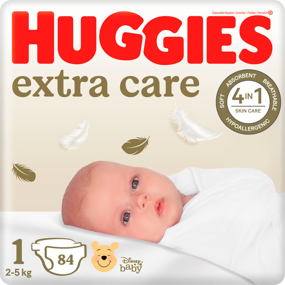 HUGGIES extra care 1 2-5kg 84ks