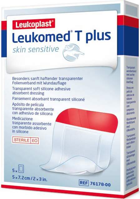 Leukomed T Plus Skin Sensitive 5x7.2cm 5ks náplast s polštářkem