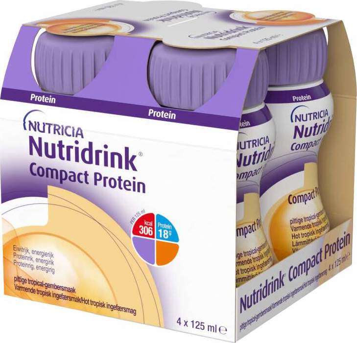 NUTRIDRINK COMPACT PROTEIN S PŘÍCHUTÍ HŘEJIVÉHO ZÁZVORU POR SOL 4X125ML