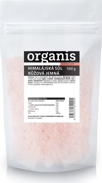 Organis Himalájská sůl růžová jemná 500g