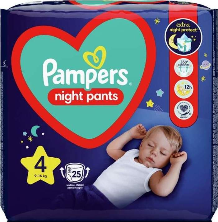 Pampers Night Pants 4 plenk.kalhotky 9-15kg 25ks