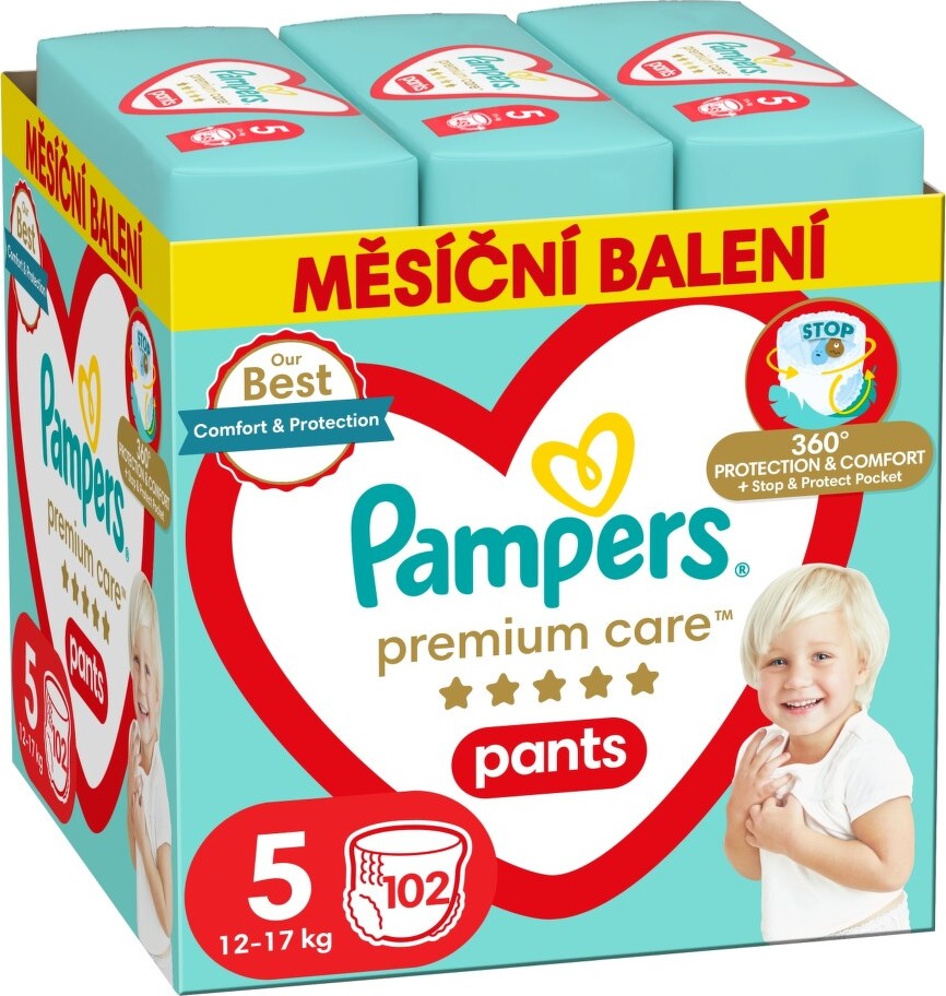 Pampers Premium Care kalhotkové plenky měsíční balení S5 102ks