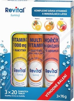 Revital Vitamin C + Multivitamin + Hořčík 3x20 šumivých tablet