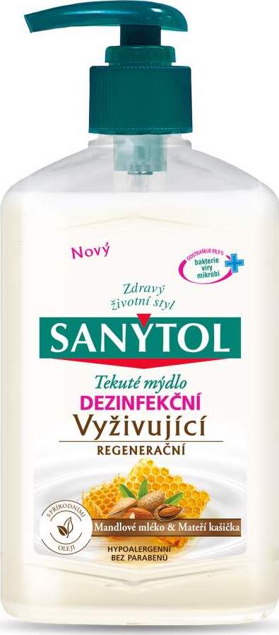 SANYTOL tekuté mýdlo antibakter.Vyžívující 250ml