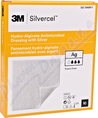 SILVERCEL hydroalginátové antimikrobiální krytí se stříbrem 11x11cm 10ks