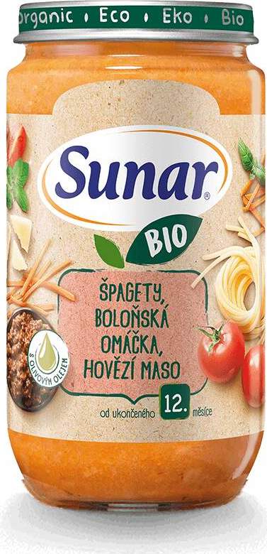 Sunar příkrm Špag. boloň.omáčka hov. maso BIO 235g