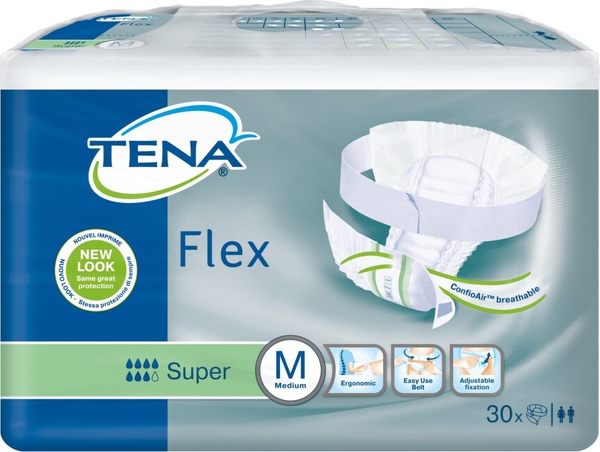 TENA Flex Super Medium - Inkontinenční kalhotky s páskem na suchý zip (30ks)