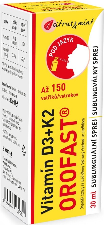 Vitamín D3+K2 OROFAST sublinguální sprej 30ml