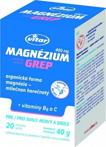 Vitar Magnézium 400mg+vit.B6+vit.C grep sáč.20x2g