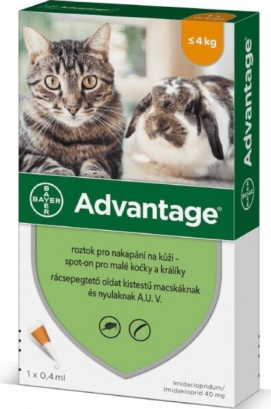 Advantage 40mg malé kočky+králíci spot-on 1x0.4ml