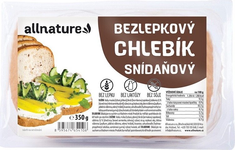 Allnature Bezlepkový chlebík snídaňový 350g