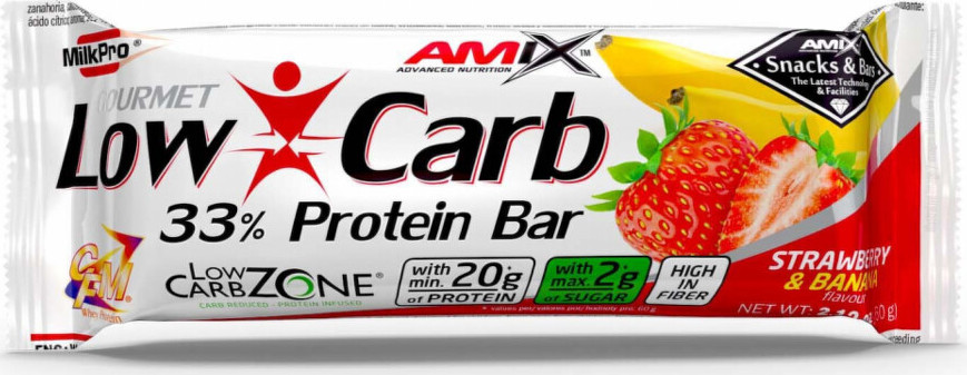 Amix Low-Carb 33% Protein Bar 60 g strawberry banana