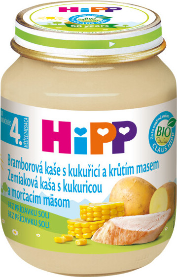 HiPP BABY BIO Bramborová kaše s kukuřicí a krůtím 125g