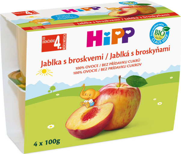 HiPP Jablka s broskvemi BIO 4m 4x100g