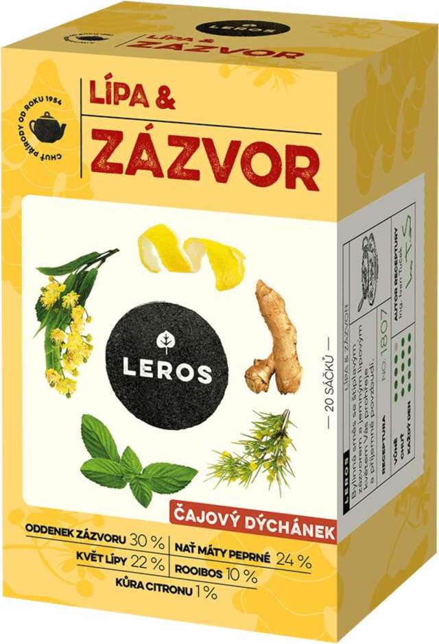 LEROS Čajový dýchánek Lípa&Zázvor 20x2g