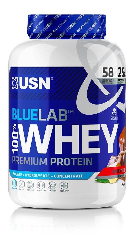 USN BlueLab 100% Whey Protein Premium 2000 g lískový oříšek (wheytella)