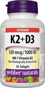 Webber Naturals K2 + D3 120 mcg/1000 IU 30 tob