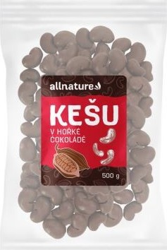 Allnature Kešu v hořké čokoládě 500g