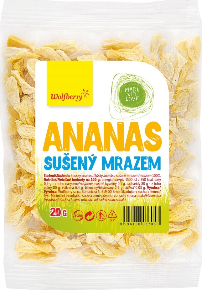 Ananas sušený mrazem 20g Wolfberry